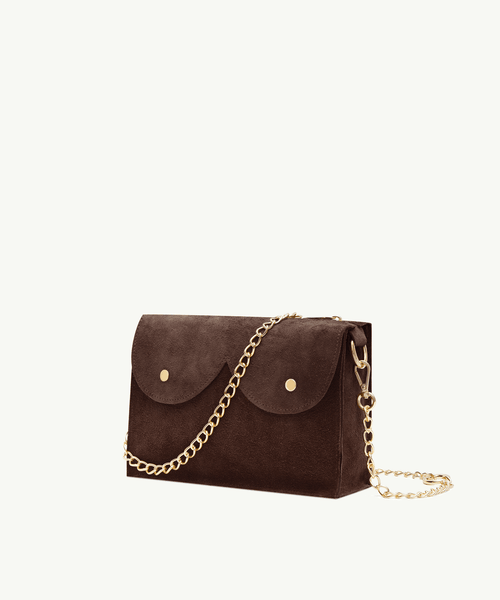 Midi cyckotorebka ciemna czekolada zamsz