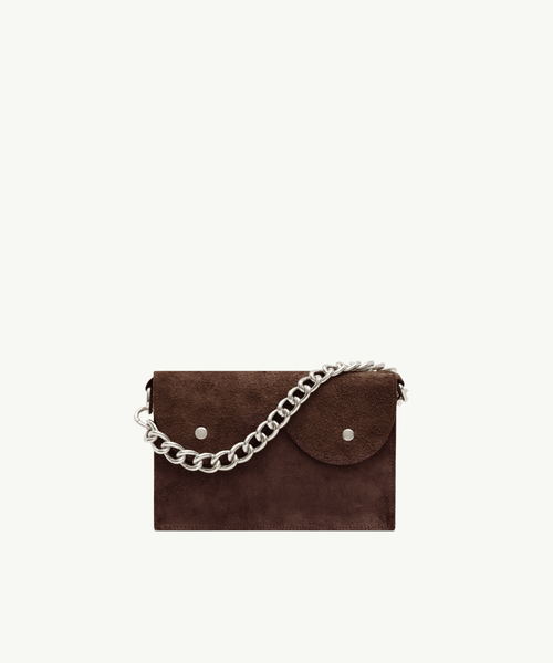 Mini cyckotorebka ciemna czekolada zamsz