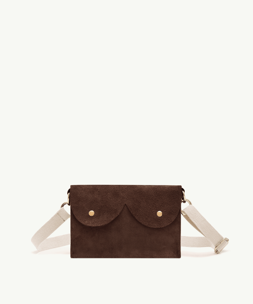 Mini cyckotorebka ciemna czekolada zamsz