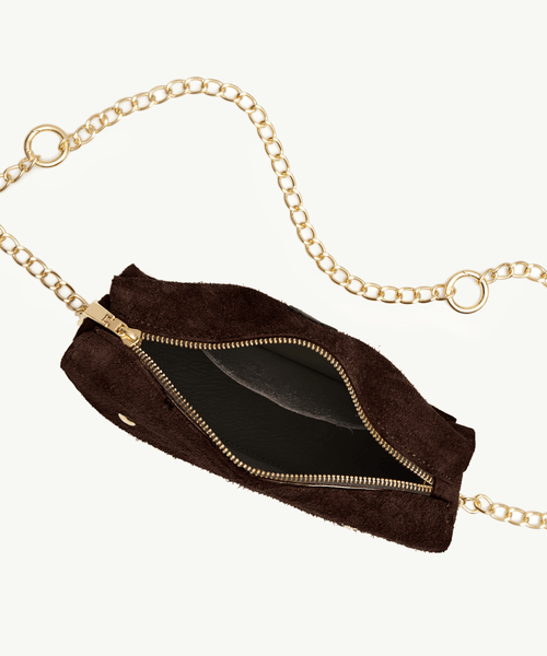 Mini cyckotorebka ciemna czekolada zamsz