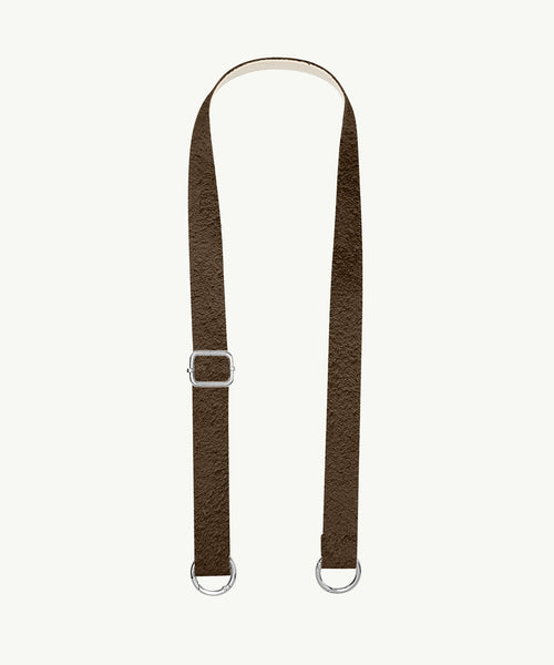 Pasek skórzany ciemna czekolada zamsz