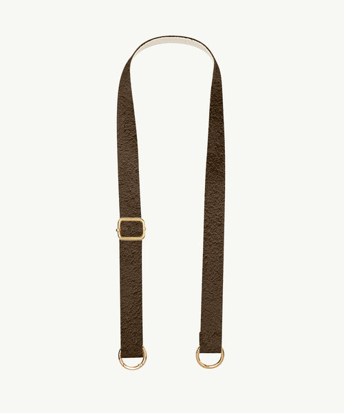 Pasek skórzany ciemna czekolada zamsz