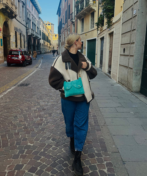 Maxi cyckonerka turkus zamsz