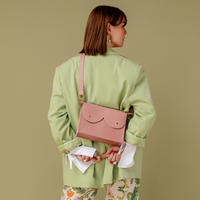 Pasek skórzany jasny różowy