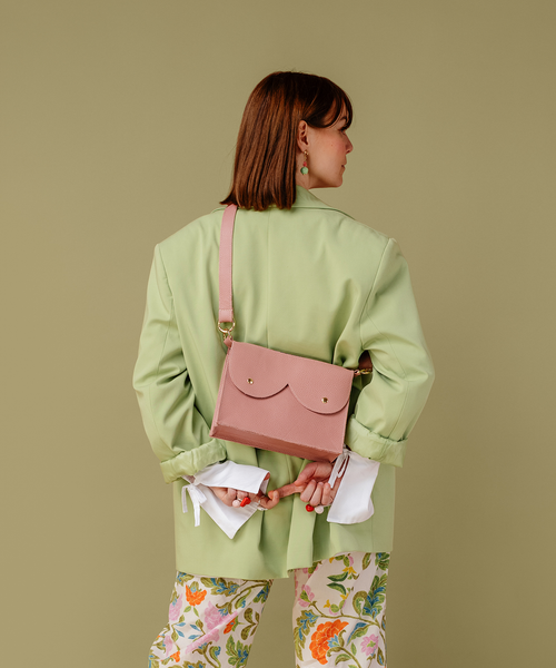 Pasek skórzany jasny różowy