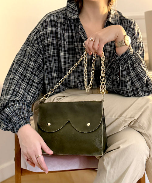 Midi cyckotorebka oliwkowa połysk