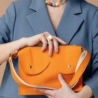 Pasek skórzany pomarańczowy