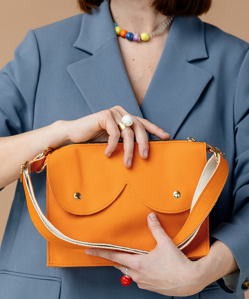 Pasek skórzany pomarańczowy