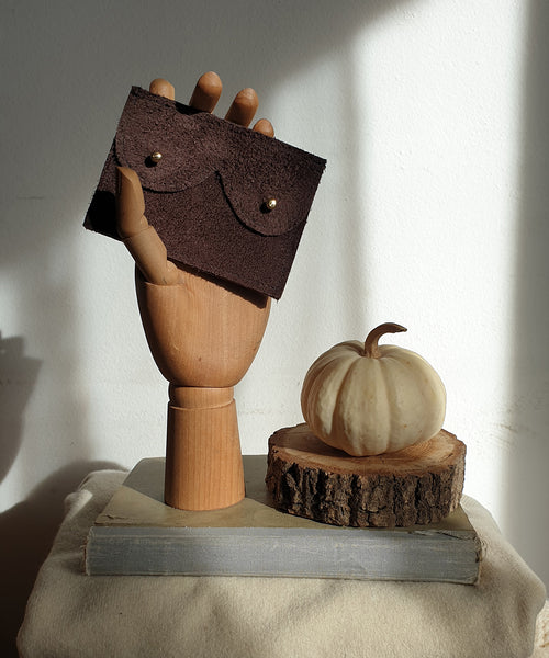 Mini cyckoportfel ciemna czekolada zamsz