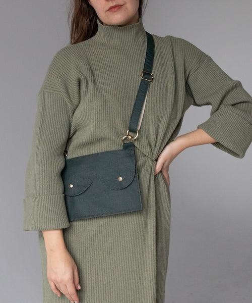 Pasek skórzany zielony iglasty