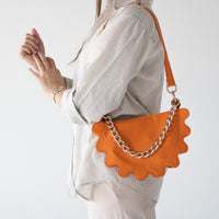 Pasek skórzany pomarańczowy