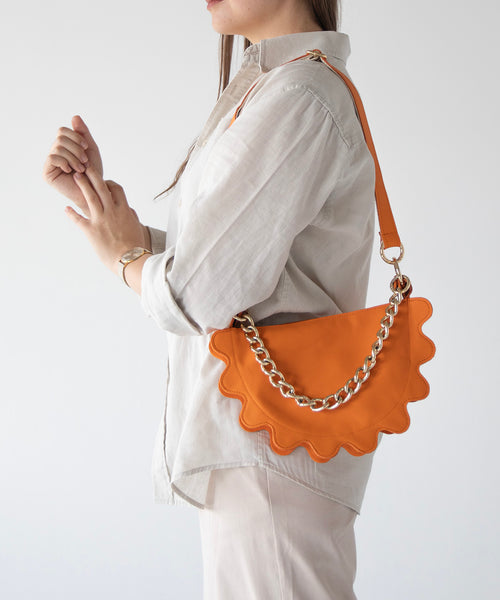 Pasek skórzany pomarańczowy