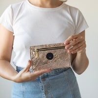 Midi cyckoportfel różowe złoto metallic