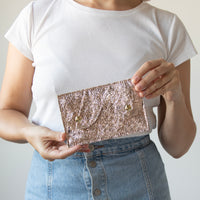 Midi cyckoportfel różowe złoto metallic